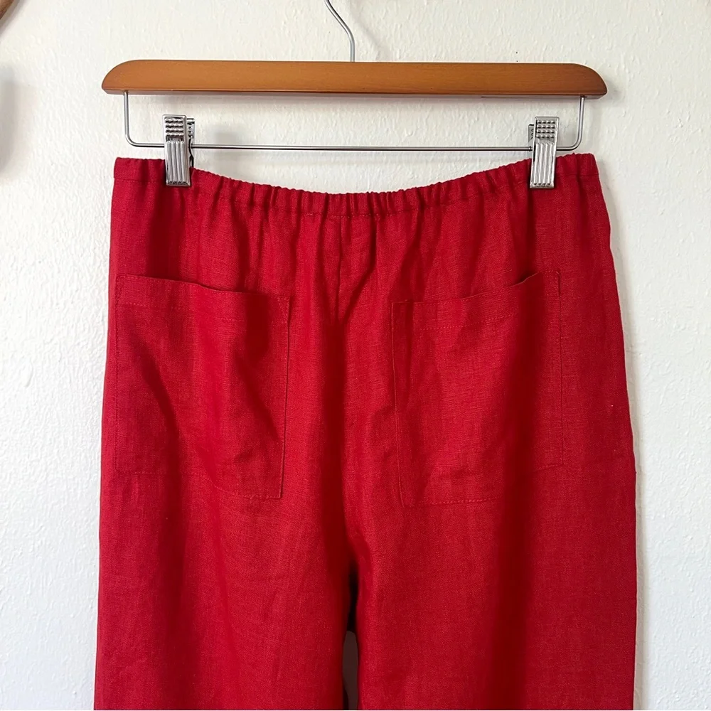 Reformation Remi Cropped Linen Pant in Red